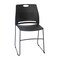 Flash Furniture Black Plastic Stack Chair with Steel Sled Base RUT-NC499A-BK-GG - alternate 2